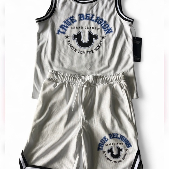 True Religion Other - NWT 🆕 $59 True Religion white and blue basketball set Size L (7)